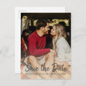 スクリプトエレガント日付の保存婚約写真 案内ポストカード (正面/裏面)