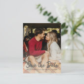 スクリプトエレガント日付の保存婚約写真 案内ポストカード (スタンド正面)