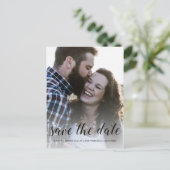 スクリプトエレガント日付の保存婚約写真 案内ポストカード (スタンド正面)