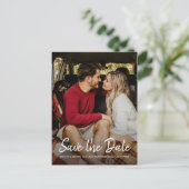 スクリプトエレガント日付の保存婚約写真 案内ポストカード (スタンド正面)