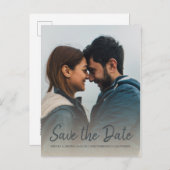 スクリプトエレガント日付の保存婚約写真 案内ポストカード (正面/裏面)