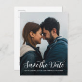 スクリプトエレガント日付の保存婚約写真 案内ポストカード (正面/裏面)