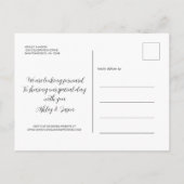 スクリプトエレガント日付の保存婚約写真 案内ポストカード (裏面)