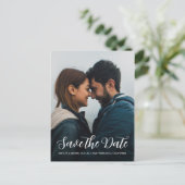 スクリプトエレガント日付の保存婚約写真 案内ポストカード (スタンド正面)
