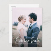 スクリプトエレガント日付の保存婚約写真 案内ポストカード (正面/裏面)