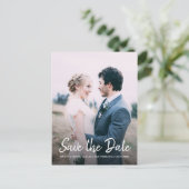 スクリプトエレガント日付の保存婚約写真 案内ポストカード (スタンド正面)