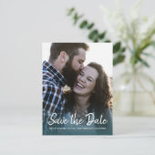 スクリプトエレガント日付の保存婚約写真 案内ポストカード (スタンド正面)