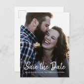 スクリプトエレガント日付の保存婚約写真 案内ポストカード (正面/裏面)