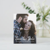 スクリプトエレガント日付の保存婚約写真 案内ポストカード (スタンド正面)