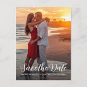 スクリプトエレガント日付の保存婚約写真 案内ポストカード (正面)