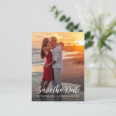 スクリプトエレガント日付の保存婚約写真 案内ポストカード (スタンド正面)
