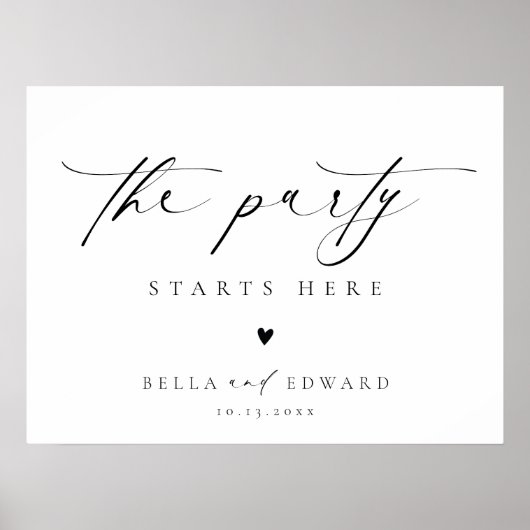 スクリプトエレガント白黒の結婚ようこそ ポスター (正面)