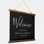 スクリプトエレガント白黒の結婚ようこそ 吊り下げ型タペストリー (傾斜あり)