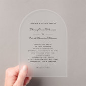 スクリプトエレガント白黒フォーマルクラシック結婚式 アクリル招待状 (インサイチュ (ポータブル))