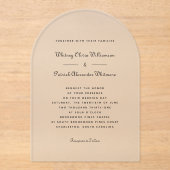 スクリプトエレガント白黒フォーマルクラシック結婚式 アクリル招待状 (正面)