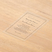 スクリプトエレガント白黒フォーマルクラシック結婚式 アクリル招待状 (レイダウン)