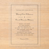 スクリプトエレガント白黒フォーマルクラシック結婚式 アクリル招待状 (正面)