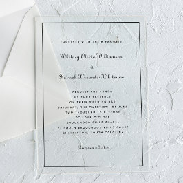 スクリプトエレガント白黒フォーマルクラシック結婚式 アクリル招待状