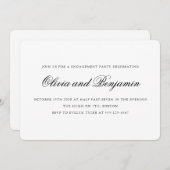 スクリプトエレガント白黒フォーマル婚約パーティ 招待状 (正面/裏面)