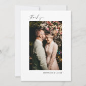 スクリプトエレガント白黒結婚のサンキューカード サンキューカード (正面)