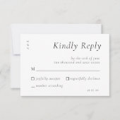 スクリプトエレガント白黒結婚のシンプル 出欠カード (正面)