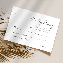 スクリプトエレガント白黒結婚のシンプル 出欠カード