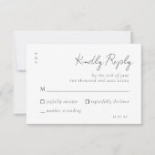 スクリプトエレガント白黒結婚のシンプル 出欠カード (正面)