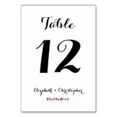 スクリプトエレガント白黒結婚のブライダルシャワー テーブルナンバー (裏面)