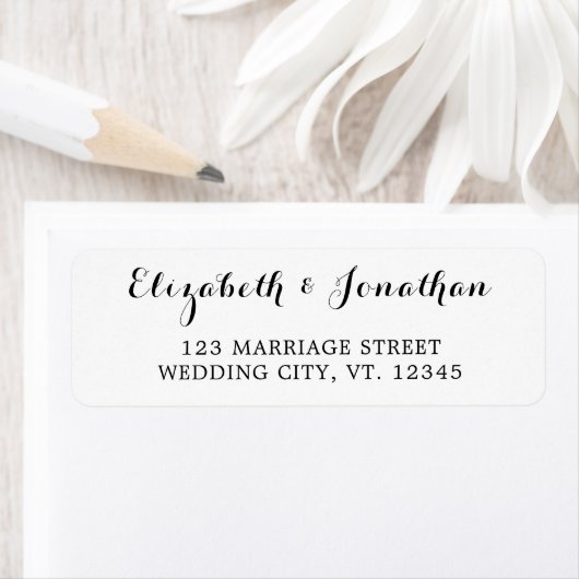 スクリプトエレガント白黒結婚の住所 シール (インサイチュ)