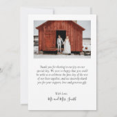 スクリプトエレガント白黒4 Photo Collage結婚's サンキューカード (裏面)