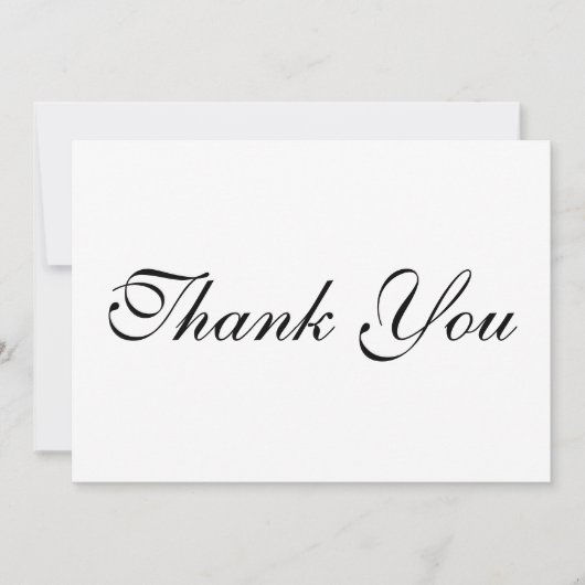 スクリプトエレガント白黒Thank Youノートカード (正面)