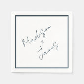 スクリプトエレガント石板ブルーミニマリストカクテル スタンダードカクテルナプキン (正面)