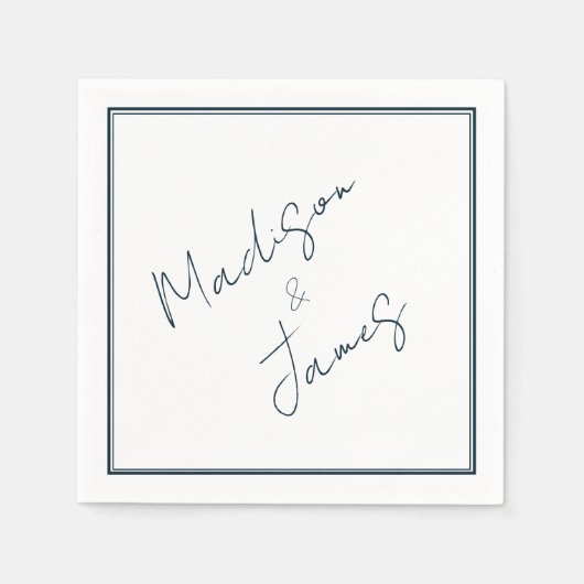 スクリプトエレガント石板ブルーミニマリストカクテル スタンダードカクテルナプキン (正面)