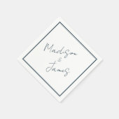 スクリプトエレガント石板ブルーミニマリストカクテル スタンダードカクテルナプキン (角)