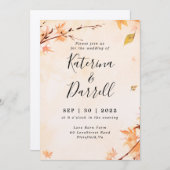 スクリプトエレガント秋結婚式招待状 招待状 (正面/裏面)