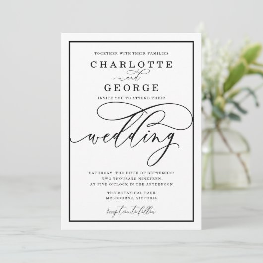 スクリプトエレガント結婚式招待状 招待状 (スタンド正面)