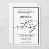 スクリプトエレガント結婚式招待状 招待状 (正面/裏面)
