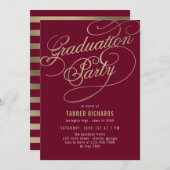 スクリプトエレガント編集可能カラー卒業カード 招待状 (正面/裏面)