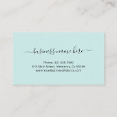 スクリプトエレガント美しいサロンティール(緑がかった色)ターコイズ ロイヤリティカード (裏面)