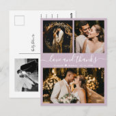 スクリプトエレガント薄紫の結婚ありがとうはがき ポストカード (正面/裏面)