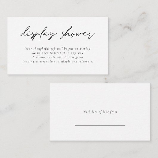 スクリプトエレガント表示ブライダルシャワーラベルの背面 エンクロージャーカード (正面/裏面)