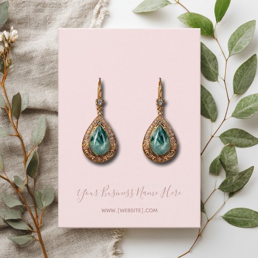 スクリプトエレガント赤面ピンクイヤリングカード