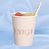 スクリプトエレガント赤面ピンクローズブライダルシャワー 紙コップ