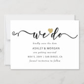 スクリプトエレガント金ゴールドハート日付の保存 マグネット招待状 (正面)