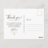 スクリプトエレガント金ゴールドハート結婚の写真ありがとう ポストカード (裏面)