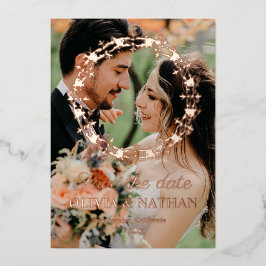 スクリプトエレガント金ゴールドフォイルは日付カードを保存 箔招待状