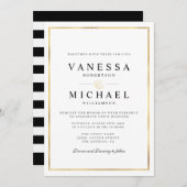 スクリプトエレガント金ゴールドフォイル結婚式招待状 招待状 (正面/裏面)