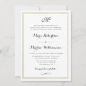 スクリプトエレガント金ゴールドフォイル結婚式招待状 招待状 (正面)