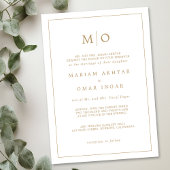 スクリプトエレガント金ゴールドモノグラム招待状 招待状