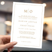 スクリプトエレガント金ゴールドモノグラム招待状 招待状